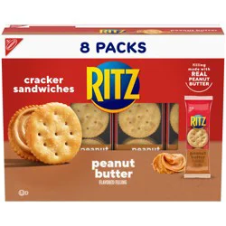 Ritz Peanut Butter Sandwich Crackers, Lunch Snacks, 8 Ct/1.38 Oz
