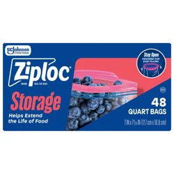 Ziploc Quart Storage Bags for Food Preservation and Meal Prep - 48ct