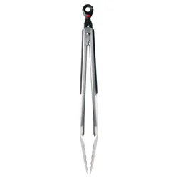 OXO 12" Tongs: Stainless Steel Kitchen Tongs with Locking Mechanism, Dishwasher-Safe, Light Silver