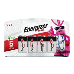 Energizer Max 9V Batteries - 4pk Alkaline Battery: Silver, Single-Use, 595mAh