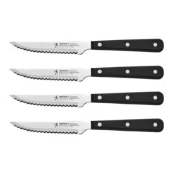 Henckels Eversharp 4pc Steak Knife Set: Dishwasher-Safe, Full Tang, Ergonomic Handle, 18/0 Stainless Steel Blade