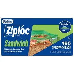 Ziploc Sandwich Bags for Food Storage and Meal Prep - 150ct