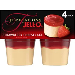Jello Jell-O Temptations Strawberry Ready-To-Eat Cheesecake Snacks, 4 Ct Cups