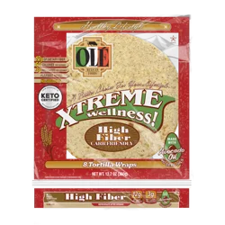 OLE Olé Xtreme Wellness High Fiber Keto Certified Flour Tortillas, 12.7 Oz