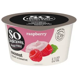 So Delicious Dairy Free Coconut Milk Yogurt Alternative, Raspberry, Vegan, Gluten Free, Non-Gmo, Creamy Plant Based Yogurt Alternative, 5.3 Oz Container