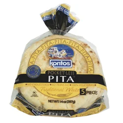 Kontos Pocketless White Pita 12/5ct