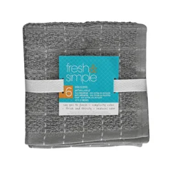Fresh & Simple Dish Cloth, Grey, 6 Pack