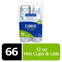 Dixie To Go® 12 Ounce Paper Cups With Lids, 66 Count