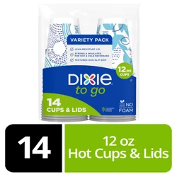 Dixie To Go® 12 Oz, Paper Cups With Lids, 14 Count