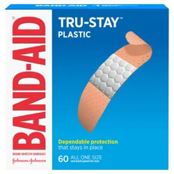 BAND AID Band-Aid Brand Tru-Stay Plastic Strips Adhesive Bandages, All One Size, 60 Count