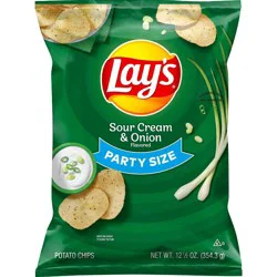Lay's Sour Cream & Onion Flavored Party Size Potato Chips - 12.50oz