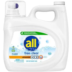 All Unscented Free Clear Advanced Oxi HE Liquid Laundry Detergent 79 Loads - 118 fl oz