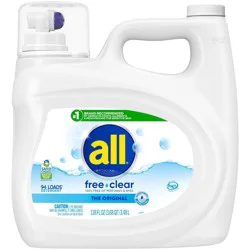 All Unscented Free Clear for Sensitive Skin HE Liquid Laundry Detergent 94 Loads - 118 fl oz