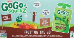Gogo Squeez Applesauce, Apple Cinnamon, 3.2oz 12 Pack