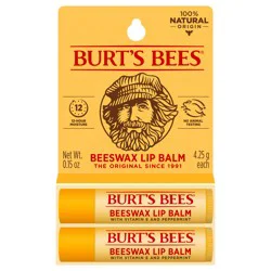 Burts Bees Burt's Bees 100% Natural Origin Moisturizing Lip Balm, Original Beeswax, 2 Tube