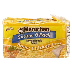Maruchan Ramen Noodle Soup, Souper 6-Pack, Roast Chicken Flavor