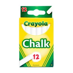 Crayola 12ct Chalk White: Non-Toxic Stationery, Office Supplies, 3.327" Length, 2.323" Width, 12 Pack