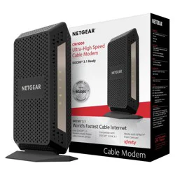 Netgear Cable Modem - Black (CM1000-100NAS): Gigabit Ethernet, Cox, Spectrum, Xfinity Compatible