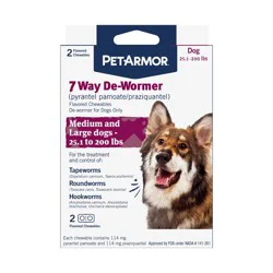 PetArmor 7-Way Deworm Dog Insect Treatment for Dogs - Above 25lbs - 2ct