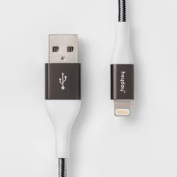 6' Lightning to USB-A Braided Cable - heyday™ Black/White/Gunmetal: Charging Cord for iPhone