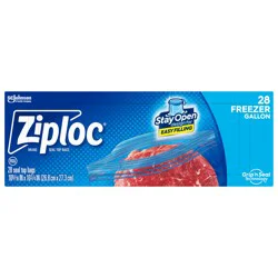 Ziploc® Brand Freezer Bags With New Stay Open Design, Gallon, 28, Patented Stand-Up Bottom, Easy To Fill Freezer Bag, Unloc A Free Set Of Hands In The Kitchen, Microwave Safe, Bpa Free