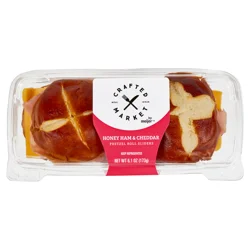 Crafted Market By Meijer Honey Ham & Cheddar Pretzel Roll Sliders, 6.1 Oz.