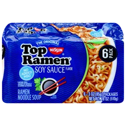 Nissin Top Ramen 6pk Soy Sauce 3 Oz
