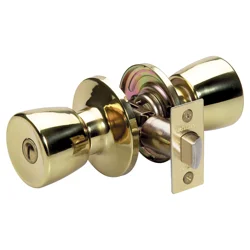 Master Lock Tulip Privacy Door Knob, Polished Brass, Tuo0303