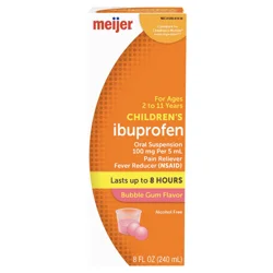 Meijer Children's Ibuprofen Oral Suspension 100 Mg, Bubble Gum, 8 Fl Oz