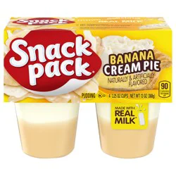Snack Pack Banana Cream Pie Flavored Pudding, 4 Count Pudding Cups