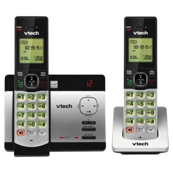 Vtech Cs5129-2 Dect 6.0 Expandable Cordless Phone With Answering System And Caller Id, Silver/black With 2 Handsets