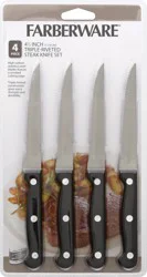 Farberware Traditions Stamped Triple Rivet Steak Knives, 4 Pack