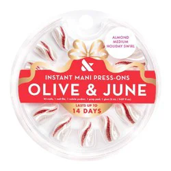 Olive & June Press-On Fake Nails - M Almond - Holiday Swirls - 42ct