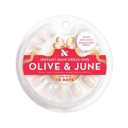 Olive & June Press-On Fake Nails - XS Round - Shimmer Tinsel French - 42ct
