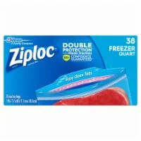 Ziploc® Brand Freezer Bags With New Stay Open Design, Quart, 38, Patented Stand-Up Bottom, Easy To Fill Freezer Bag, Unloc A Free Set Of Hands In The Kitchen, Microwave Safe, Bpa Free