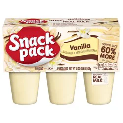 Snack Pack Vanilla Flavored Pudding, 6 Count Pudding Cups