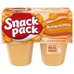Snack Pack Butterscotch Flavored Pudding, 4 Count Pudding Cups