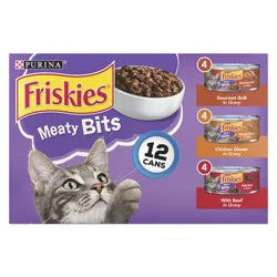 Purina Friskies Gravy Wet Cat Food Variety Pack, Meaty Bits - (12) 5.5 Oz. Cans