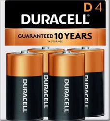 Duracell Coppertop Alkaline D Batteries, 4 Pack
