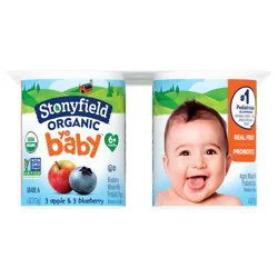 Stonyfield Organic Yobaby Whole Milk Baby Yogurt With Probiotics Apple & Blueberry 4oz 6ct