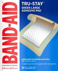 BAND AID Band-Aid Brand Tru-Stay Adhesive Pads, Large Sterile Bandages, 10 Ct
