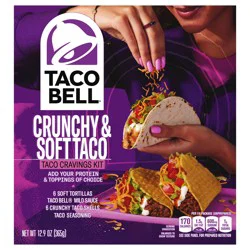 Taco Bell Crunchy & Soft Taco Cravings Kit With 6 Soft Tortillas, 6 Crunchy Taco Shells, Taco Bell Mild Sauce & Seasoning, 12.9 Oz Box