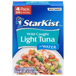 Starkist Wild Caught Light Tuna In Water, 2.6 Oz Pouch, 4 Pack