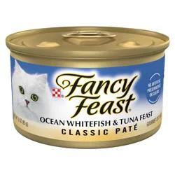 Purina Fancy Feast Classic Pate Ocean Whitefish And Tuna Feast Classic Grain Free Wet Cat Food Pate - 3 Oz. Can
