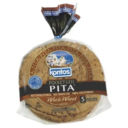 Kontos Whole Wheat Pocketless Pita 12/5ct