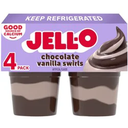 Jello Jell-O Original Chocolate Vanilla Swirls Artificially Flavored Ready-To-Eat Pudding Snack Cups, 4 Ct Cups